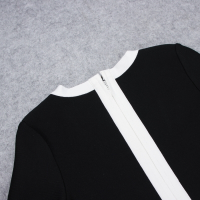 White-Stripe-Short-Sleeve-Black-Bandage-Dress-K956-4