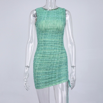 Green-Mesh-Ruched-Bodycon-Dress-OS00332