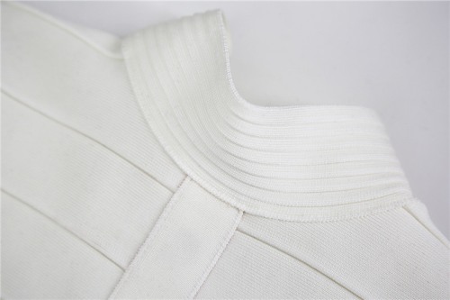 WHITE CUT OUT LONG SLEEVE BANDAGE DRESS K286 (10)