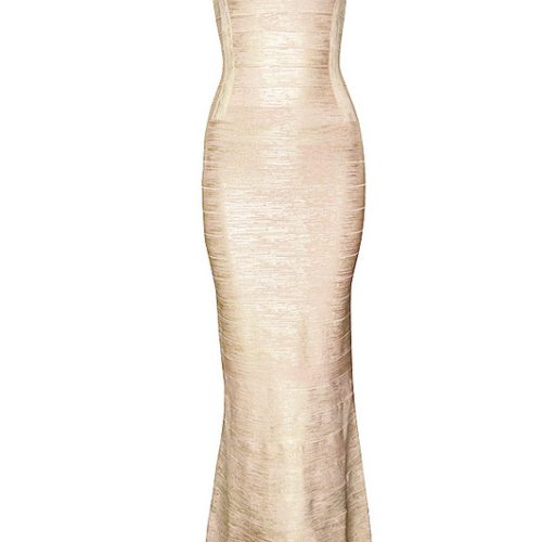 Gold Foiling Style Cape Sleeve Bandage Party Dress Maxi Dress74