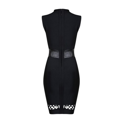 Black Sleeveless Hollow Out Lace Up Sexy Slim Bodycon Bandage Dress KH2683 1