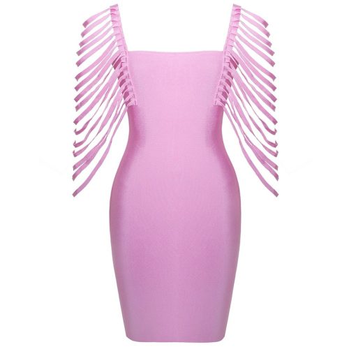 Pink Line Sleeve Strapless Bandage Dress K194 3