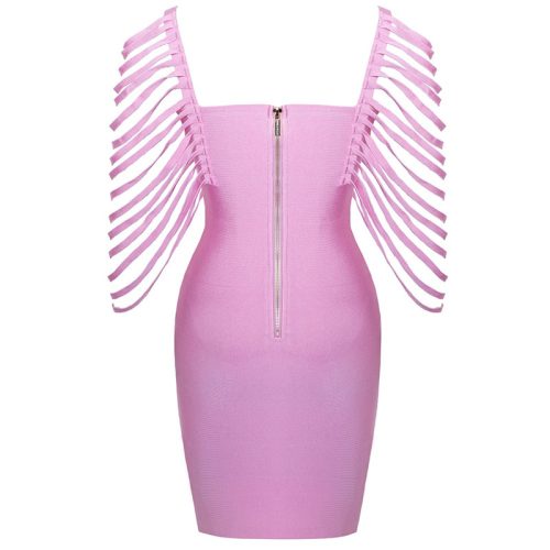 Pink Line Sleeve Strapless Bandage Dress K194 4