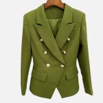Double Breasted Olive Drab Blazer K1030 2
