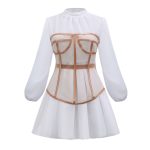 Long-Sleeve-Mesh-Dress-﹠-Gauze-Waist-Sealing-Set-K1054-10
