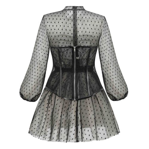 Long-Sleeve-Mesh-Dress-﹠-Lace-Waist-Sealing-Set-K1053-11