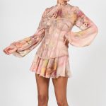 Long-Sleeve-Printed-Dress-﹠Gauze-Waist-Sealing-Set-K1052-15