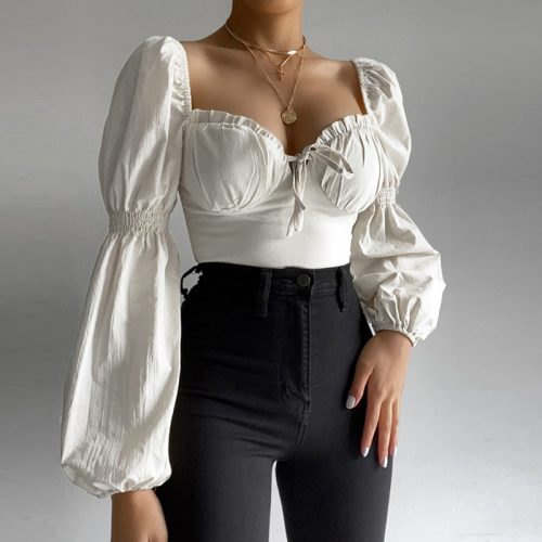 Puff Sleeve Lace up Top OD039 3 02