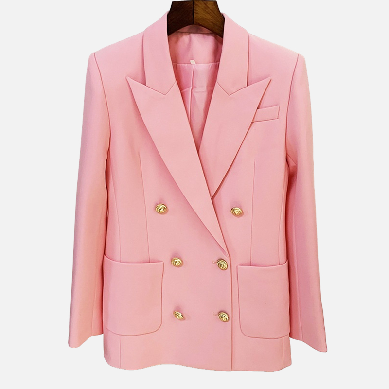 Double Breasted Pink Blazer D007 1