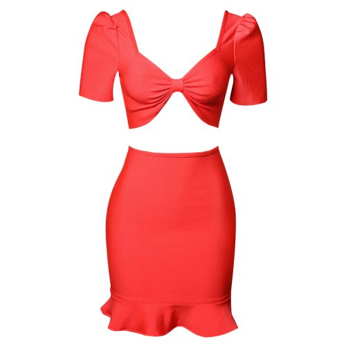 Red Fishtail Dress 2 piece Set B1240 6