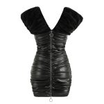 V Neck Leather Bodycon Dress B1319 22 4